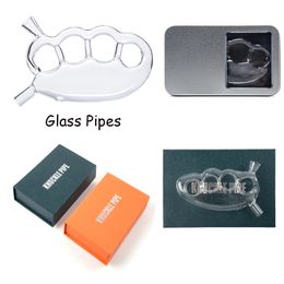 Box Packaging Glass Knuckles Bubbler Pipe Oil Burner Smoking Accessories Clear Tobacco Pipes Portable HandPipes