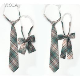 Lady Girl Sweet Ice-cream Color Plaid 100 Cotton Necktie Bowtie Set Party Uniform Cosplay Women Tie Cravat School Accessory