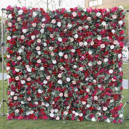 Elegant Rose Flower Wall Wedding Flower Decoration Handmade Artificial Leaf Silk Flowers Floral Background Arrangement