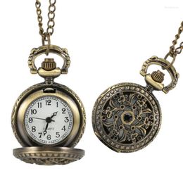 Pocket Watches Ly Fashion Vintage Women Watch Alloy Retro Hollow Out Flowers Pendant Clock Sweater Necklace Chain Lady Gift Thun22