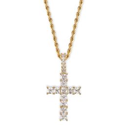 Pendant Necklaces Hip Hop Chain Fully Iced Out Lab Diamond Vintage Cross Pendent Necklace For Men Women