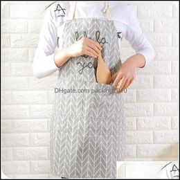 Aprons Home Textiles Garden Ll Plaid Print Sleeveless Soft Women Apron Kitchen Cooking Baking Party Cleaning Acce Dhizi