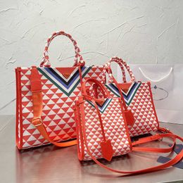 Canvas Tote Bag Triangle Shop Bags Fashion Large Totes Mini Women Handbag Genuine Leather Open Beach Bags Key Capacity Pouch