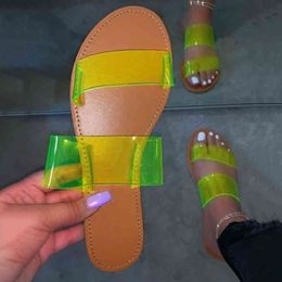 Transparent Belt Shoes Casual Summer Slippers Indoor Anti-slip Slides 2022 Trend Female Flip Flops Outdoor Woman Sandals Mules Y220412
