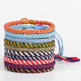Brazalete de cuerda tejida tibetana bohemia para mujeres cadena de cuerda de cuerda ajustable cuerda de maíz pulseras joyas