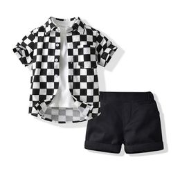 Clothing Sets Checked Boys Clothes 3pcs In 1 Children Shirts Tshirt Shorts Toddler Baby Summer Outfits Kids ClothesClothing