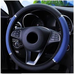 Steering Wheel Covers Universal 38cm PU Leather Auto Car Cover Multicolor Breathable Anti-slip Handle Interior AccessorySteering CoversSteer
