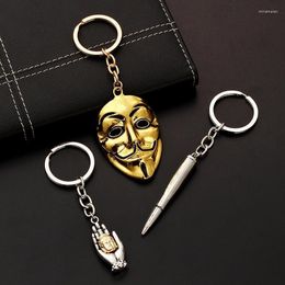 Keychains Car Keychain Golden Mask Key Chain Creative Holder Keyring Metal Ring Auto Accessories Miri22