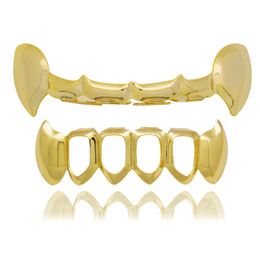 14k gold grills NZ - hip hop smooth Halloween dentures grillz real gold plated rappers dental grills cool jewelry golden silver rose gold black235b