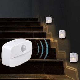 Night Lights Motion Sensor LED Light Battery Power Under Cabinet Auto On/Off For Bedroom Stairs Wardrobe Closet Wall Lamp