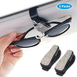 Interior Accessories Other Bling Rhinestone Diamond Sun Visor Glasses Fastener Clip Sunglasses Eyeglasses Holder Portable Auto Car