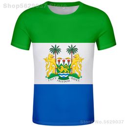 -T-shirt da uomo Sierra Leone T Shirt FAI DA TE Nome personalizzato Numero Numero Numero SLE T-Shirt Nazione Bandiera SL Repubblica Leone Country Country Stampa Collegio PO Vestiti