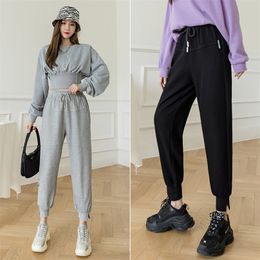 spring Grey guard trousers leggings harem pants thin all-match casual pants ins JXMYY 210412