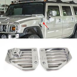 2PCS For Hummer H2 SUT SUV 2003-2009 SIDE VENT COVERS Accessories Chrome HOOD INTAKE BEZEL Moulding Trim CAR Parts front