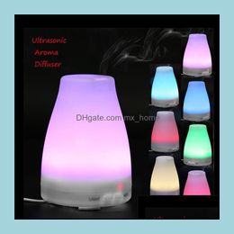 Essential Oils Diffusers Home Fragrances Decor Garden 100Ml 7 Color Led Aroma Humidifier Diffuser Night Light Air Aromatherapy Trasonic Oi