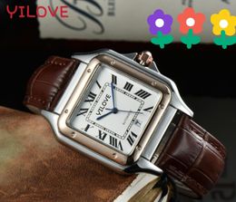 Luxury Gifts Mens Watch 40mm New Fashion Pin Buckle Square Case Glass Mirror Clock Leather Strap Automatic Quartz Movement Eight Colours Mission Runway Wristwatch