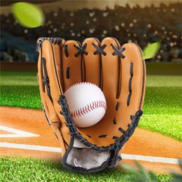 Outdoor Sports Glove Softball Practice Equipment Brown Blue Black Adult Man Woman Kids Left Hand Train Baseball Gloves 220622