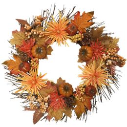 Decorative Flowers & Wreaths Creative Halloween Decoration Garland Simulation Pumpkin Berry Chrysanthemum Wreath Home OrnamentsDecorative De