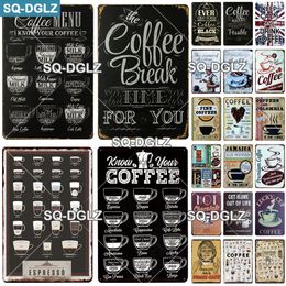 Metal Painting COFFEE Menu Metal Sign Vintage Plaque Plate Decor For Pub Bar Wall Decor Break Coffee Tin Signs Retro Cafe Poster