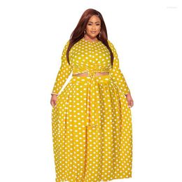 Plus Size Dresses Polka Dot Women's Fashion Casual Printing Suit Long Sleeve Top Loose Dress Set Autumn Charming Clothing ArrivalPlus Holl22