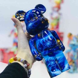 2022 New Mini Violent Bear Painted Graffiti Bluetooth Speaker Creative Cartoon Ornament Birthday Gift Building Blocks Bear Audio G220524