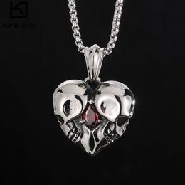 Pendant Necklaces Mens Stainless Steel Necklace Fangs Skull Mask Retro Gothic Punk Style Monster Jewellery GiftPendant