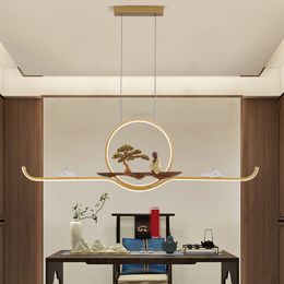 Restaurant New Chinese Style Pendant Lamps Long Strip Study Zen Designer Tea Room Bar Tea Table Shop Hanging Light Fixtures
