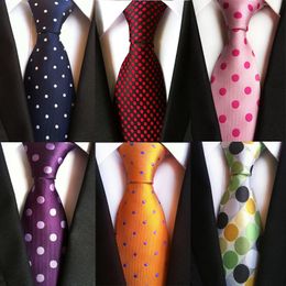 Design Fashion Necktie Orange White Blue Polka Dot Ties For Man Business Wedding Formal 8cm Silk Dress Gravata