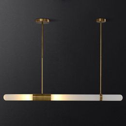 Pendant Lamps Modern Nordic Copper Light Luxury Minimalist Dining Room Chandelier American Simple Table Long Strip LampPendant