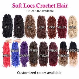 18 24 36 Inch Synthetic Fake Organic Nu Soft Locks Crochet Hair Extensions Kanekalon Dreadlocks Faux Locs Hook Braid