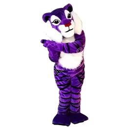 Halloween Purple Tiger Mascot Costumes High quality Cartoon Mascot Apparel Performance Carnival Adult Size Event Promotional Advertising Clothings