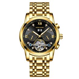 Diamond-inlaid tourbillon hollow out automatic mechanical watch waterproof men's watch explosion gift E7