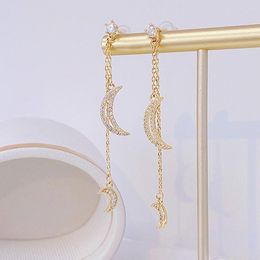 Stud Arrive Bohemia Tassel Moon Earring For Women Mocro Inlaid CZ Earrings Wedding Jewellery Pendant Bridal GiftStud