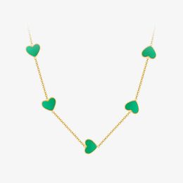 Pendant Necklaces Pink Green Hearts Necklace for Women Gold Colour Charms 2023 Stainless Steel Jewellery Gift 220427