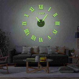 DICOR Frameless DIY Wall Clock 3D Mirror Wall Clock Large Mute Wall Stickers for Living Room Bedroom Home Decorations Brand 210325