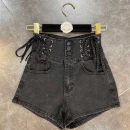 DEAT Women Denim Shorts High Waist Weave Fashion Spring Summer Ladies Denim Slim Shorts HR397 210709