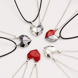 Pendant Necklaces 2pcs/set Heart Wish Stone Couple Magnetic Necklace Bracelet Magnet Women Bracelets Lovers PendantPendant Sidn22