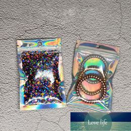 50pcs Laser Zip lock Bag Cosmetic Packaging Self Sealing Gift Bag Clear Holographic Jewellery Thick Aluminium Foil Zip Lock Bags