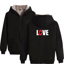 men zip up hoodie Australia - Men's Hoodies & Sweatshirts Winter Love Fashion Men Women Zipper Jackets Tops Thicker Fleece Zip Up Long Sleeve Couple Hoodie StreetwearMen'