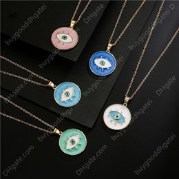 celtic gifts UK - Popular Ins Style 5 Colors Enamel Evil Eye Pendant Necklace Fashion Women Jewelry