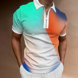 Men's Polos European American 3D Print Shirts Men Lapel T-shirt Fashion Shirt Casual Short Sleeves Mens ClothingMen's Men'sMen's