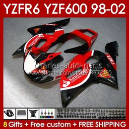 Bodys Kit For YAMAHA YZF R6 R 6 YZF600 600CC 98-02 Bodywork 145No.57 YZF 600 CC YZF-600 YZFR6 98 99 00 01 02 Frame YZF-R6 1998 1999 2000 2001 2002 Full Fairing black red blk