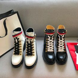 Leather Ankle Boot With Blue Red White Stripe Designer Snake Sole Platform Desert Boots Luxury Martin Boots Brands Snow Boots