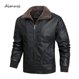DIMUSI Men's Leather Jacket Fashion Winter Man Outwear Windbreaker Biker Coats Casual Business Fleece Warm Jackets Mens Clothing 220816