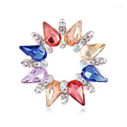 Pins Brooches DoreenBeads 2022 Fashion Colorful Flower For Women Ladies Dual-use Silk Scarf Clasp Coat Buckle Rhinestone Jewelry 1 PC1 Marc2