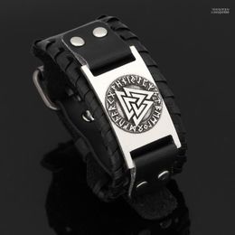 Bangle Nodic Viking Vegvisir Compass Leather Amulet Odin Symbol Bracelet -adjustable Size 19-28 Cm1 Inte22