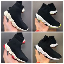 Fashion Boys Girls sock kid Casual baby shoes outdoors sports shoes Paris designer triples Light breathable black white classic pink Green slow Sneakers sizes 24-35