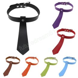Punk Choker Gothic Tie Collar Fashion PU Leather Choker Necklace For Women Men Hallween Party Neck Strap Jewelry Gift