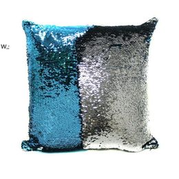 Bicolor Sequins Cushion Covers Farmhouse Home Decor Pillow Case Embroidered Piece Sofa Cushions Bedding Sets 40X40cm GCE13865