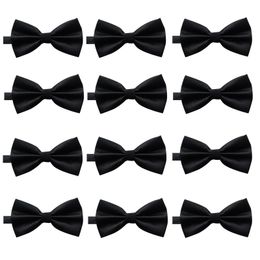Bow Ties Elfcool Mens Boys Pretied Elegant Solid Stain Bowties With Adjustable Neck Band For Formal Party Wedding ameGc